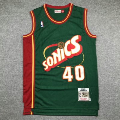 NBA 40 Shawn Kemp Supersonics 1995-96 M&N Maillot green